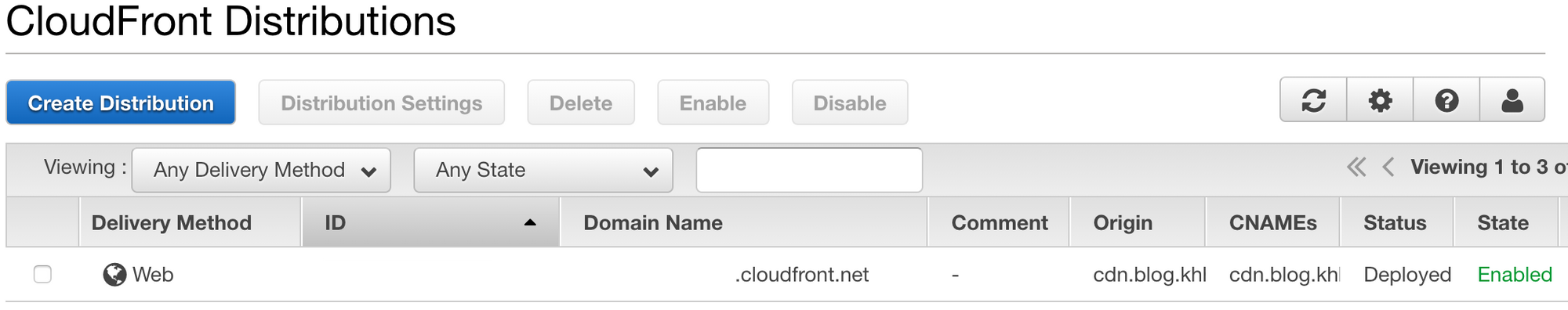 CloudFront domain name 확인
