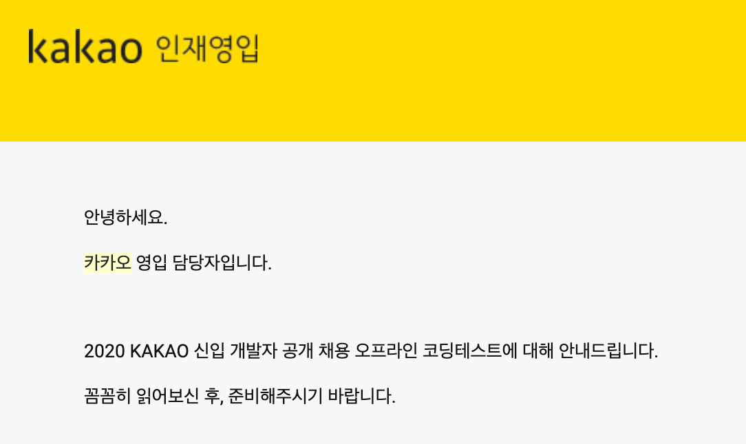 온라인 코딩 테스트 안내 메일